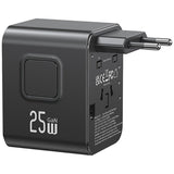 Travel Adapter - 25W Universal Power Plug (US/AU/EU/UK) - Black