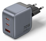 Vention 70W GaN PD Charger - 1x USB-A, 2x USB-C (Black)